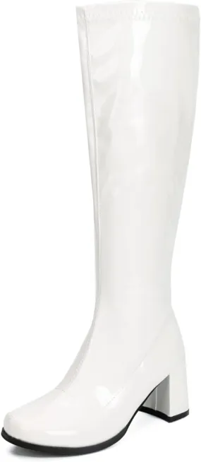 Women's Go Go Boots Over The Knee Block Heel Zipper Boot