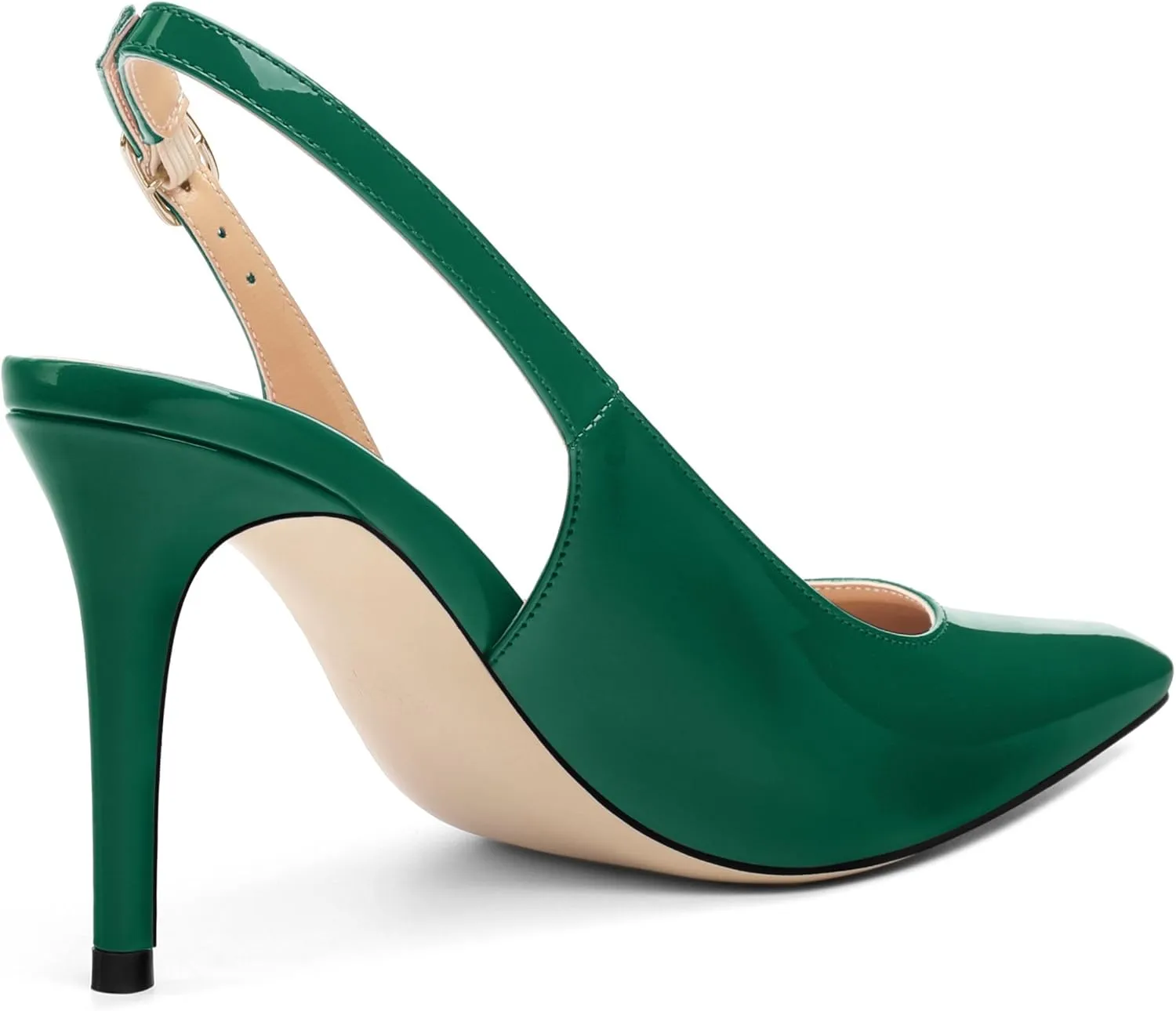 Womens Patent Leather Pointed Toe Slingback Heels, Women's Stiletto Pumps Slip-on High Heels Office Wedding Sandals Party Prom Dress Shoes