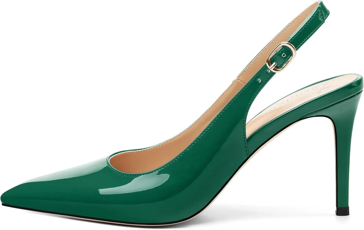 Womens Patent Leather Pointed Toe Slingback Heels, Women's Stiletto Pumps Slip-on High Heels Office Wedding Sandals Party Prom Dress Shoes