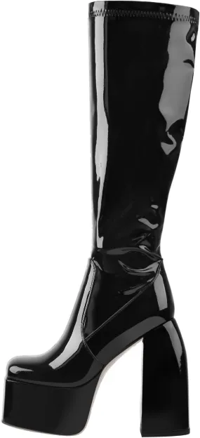 Yolkomo Women's Chunky Heel Knee High Platform Boots